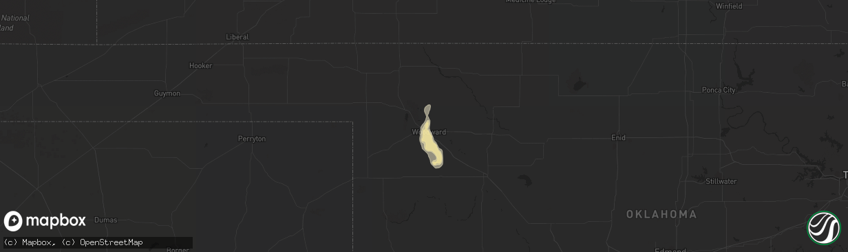 Hail map in Woodward, OK on July 15, 2017