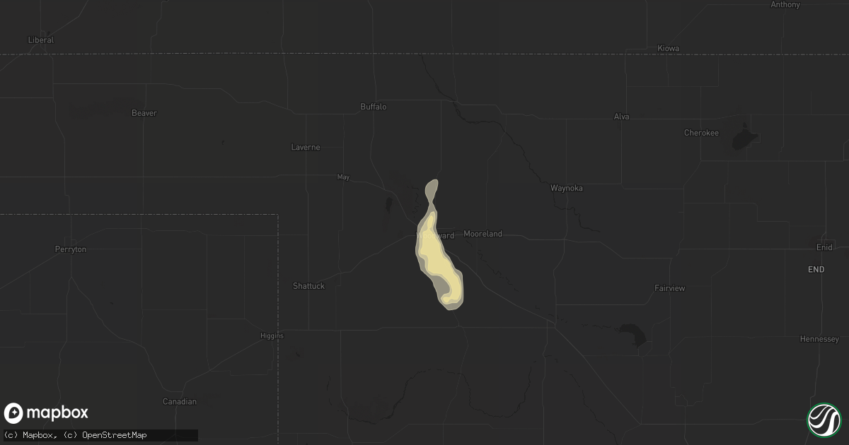 Hail map in Woodward, OK on July 15, 2017