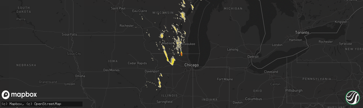 Hail map on July 15, 2017