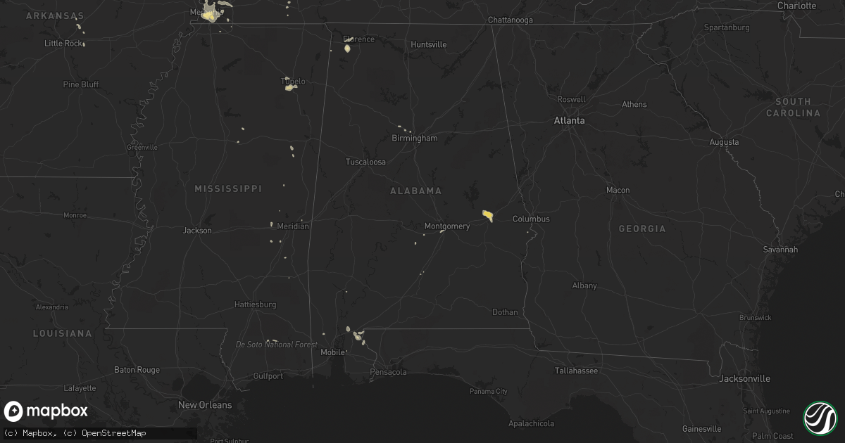 Hail map in Alabama on July 15, 2018