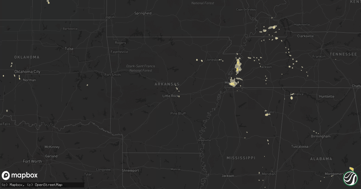 Hail map in Arkansas on July 15, 2018
