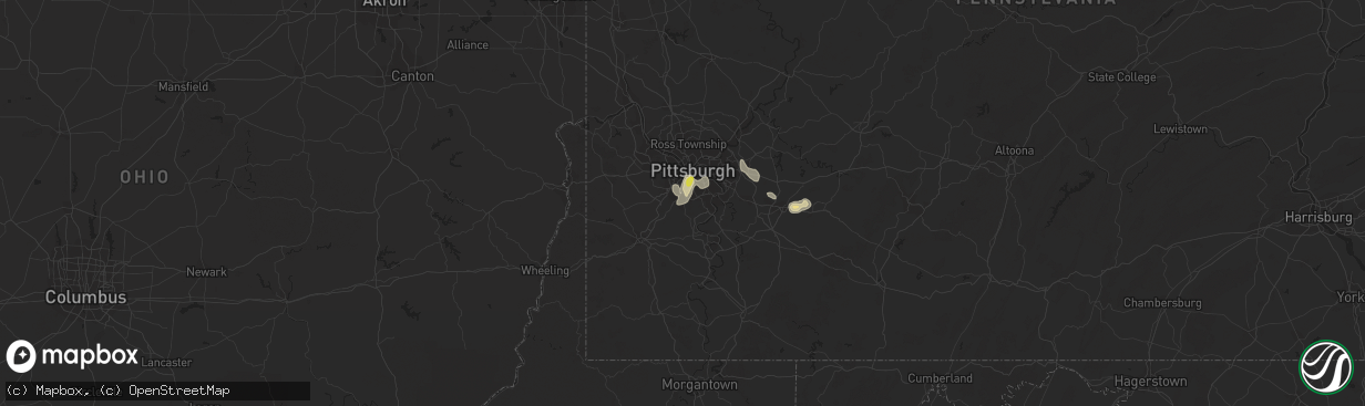 Hail map in Bethel Park, PA on July 15, 2018