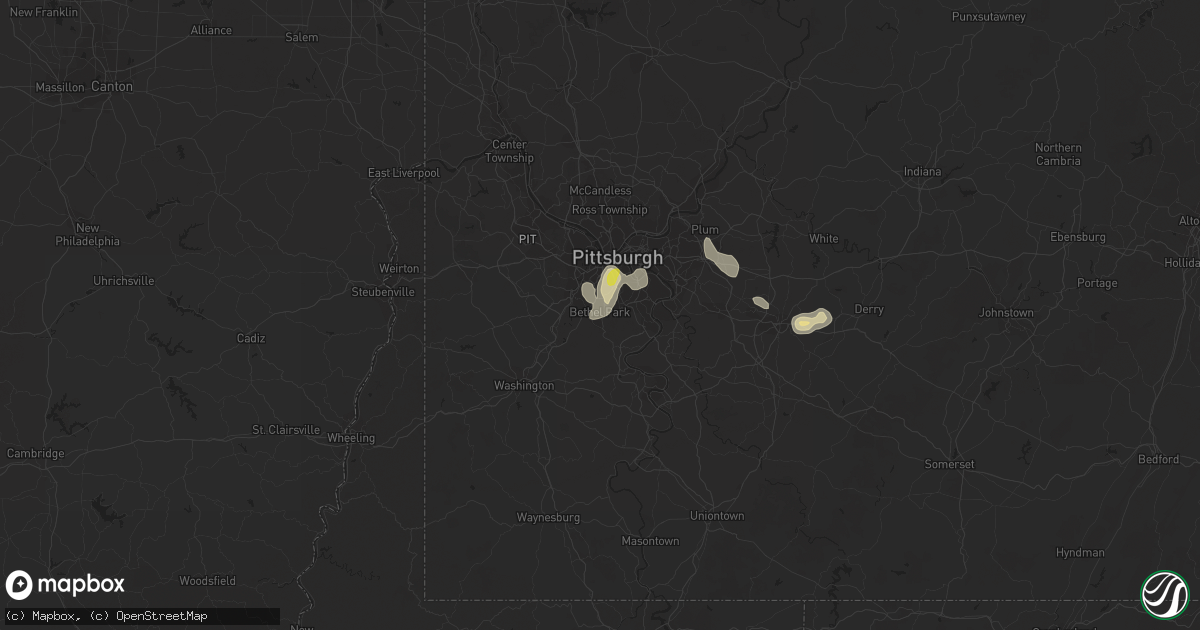 Hail map in Bethel Park, PA on July 15, 2018