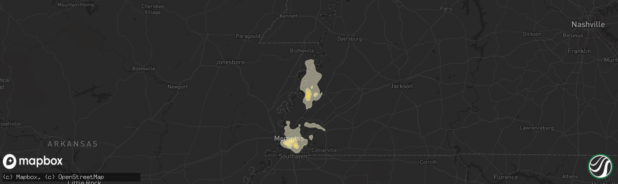 Hail map in Burlison, TN on July 15, 2018