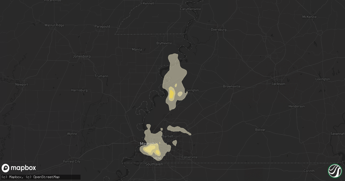 Hail map in Burlison, TN on July 15, 2018