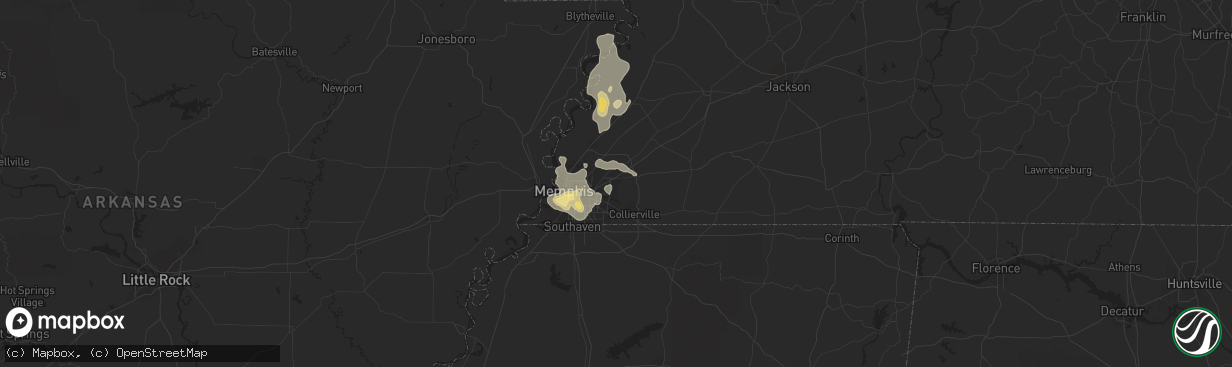 Hail map in Cordova, TN on July 15, 2018