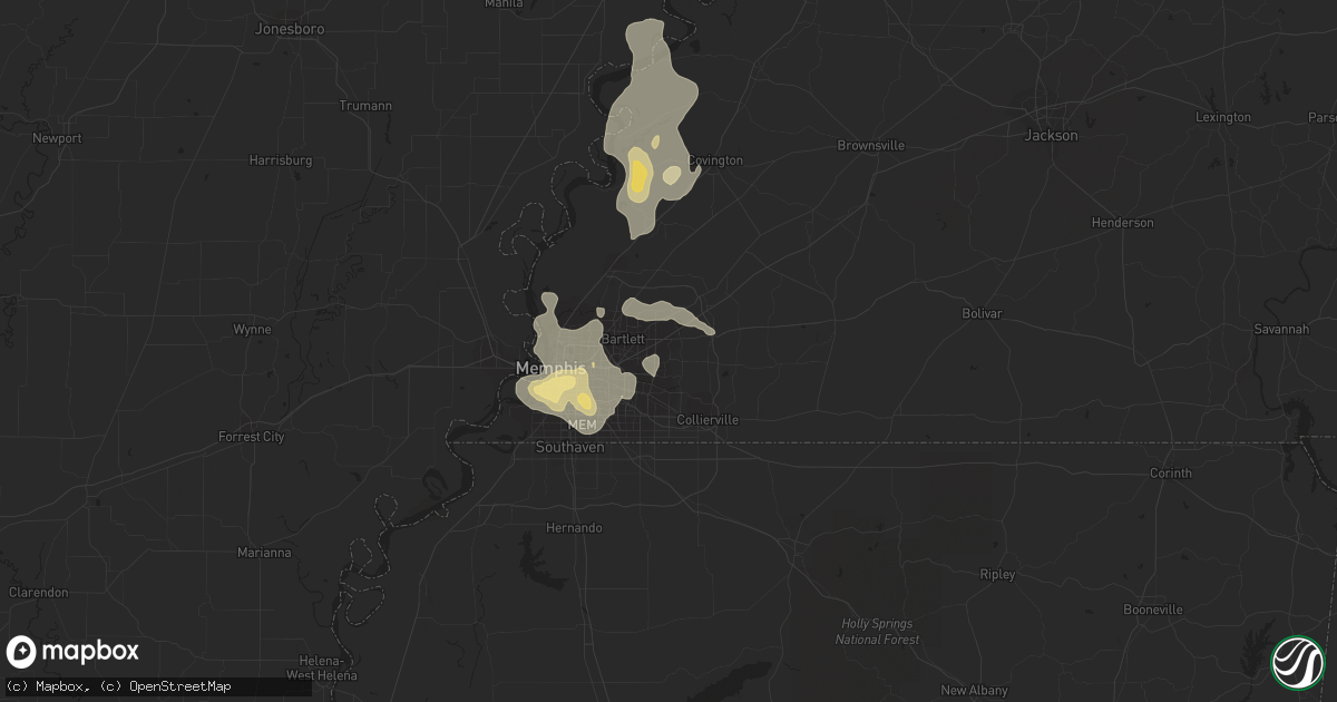 Hail map in Cordova, TN on July 15, 2018