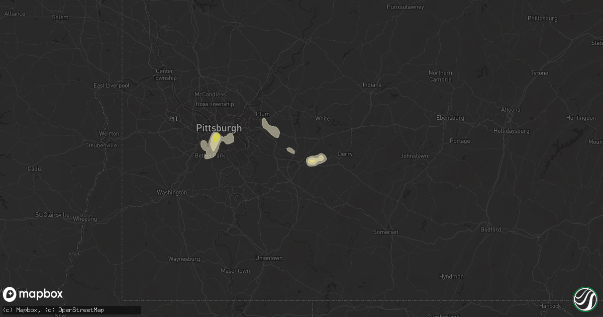 Hail map in Greensburg, PA on July 15, 2018