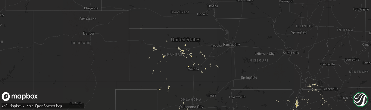 Hail map in Kansas on July 15, 2018