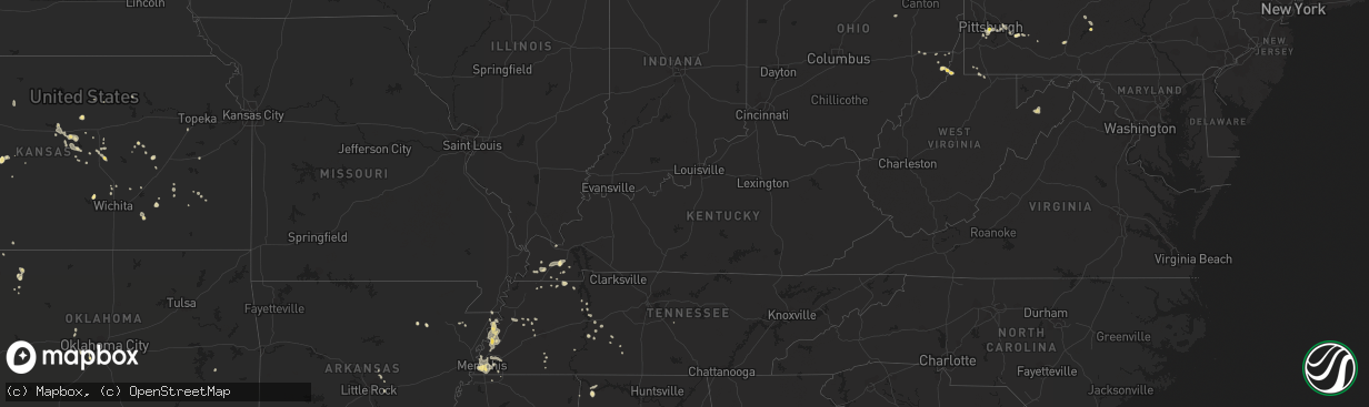 Hail map in Kentucky on July 15, 2018