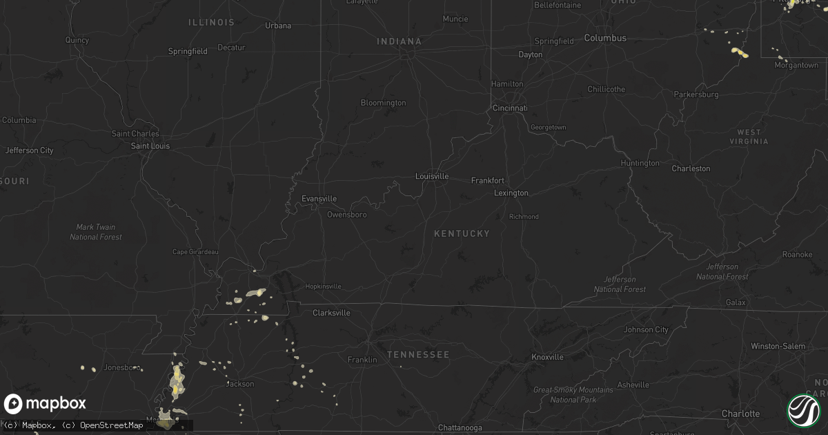 Hail map in Kentucky on July 15, 2018