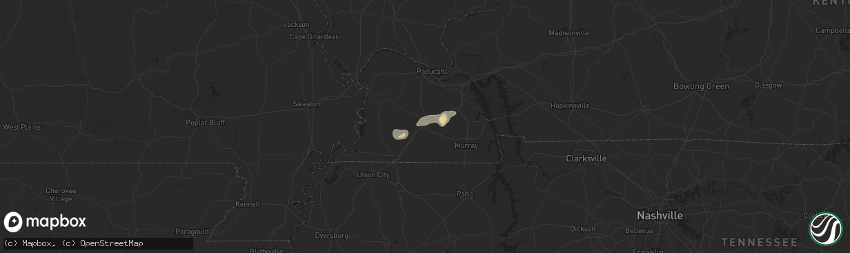 Hail map in Mayfield, KY on July 15, 2018