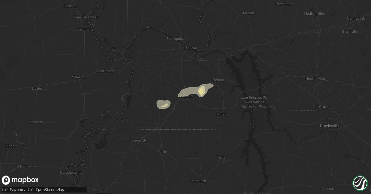 Hail map in Mayfield, KY on July 15, 2018