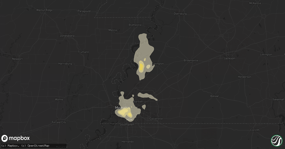 Hail map in Munford, TN on July 15, 2018