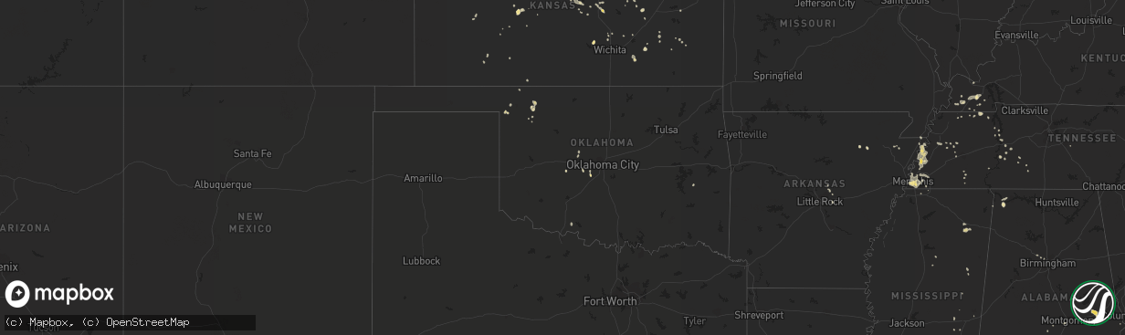 Hail map in Oklahoma on July 15, 2018