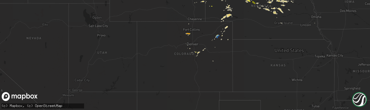 Hail map in Colorado on July 15, 2019