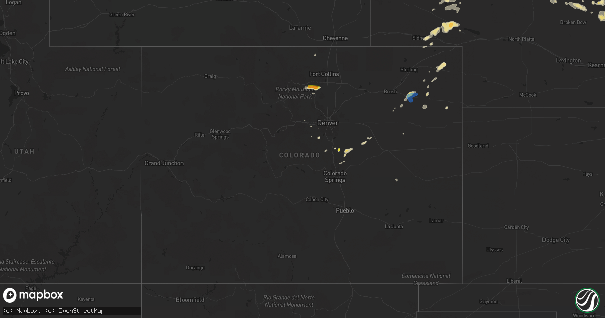 Hail map in Colorado on July 15, 2019