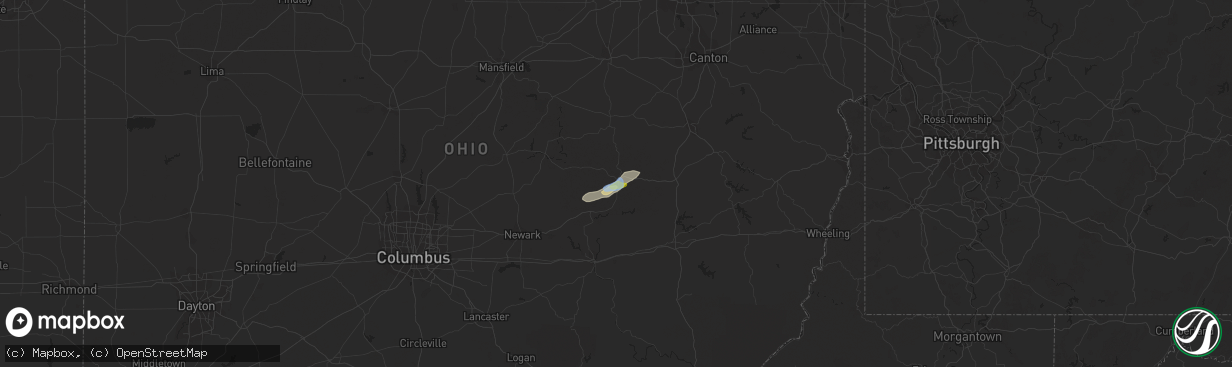 Hail map in Coshocton, OH on July 15, 2019