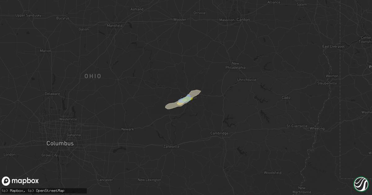 Hail map in Coshocton, OH on July 15, 2019