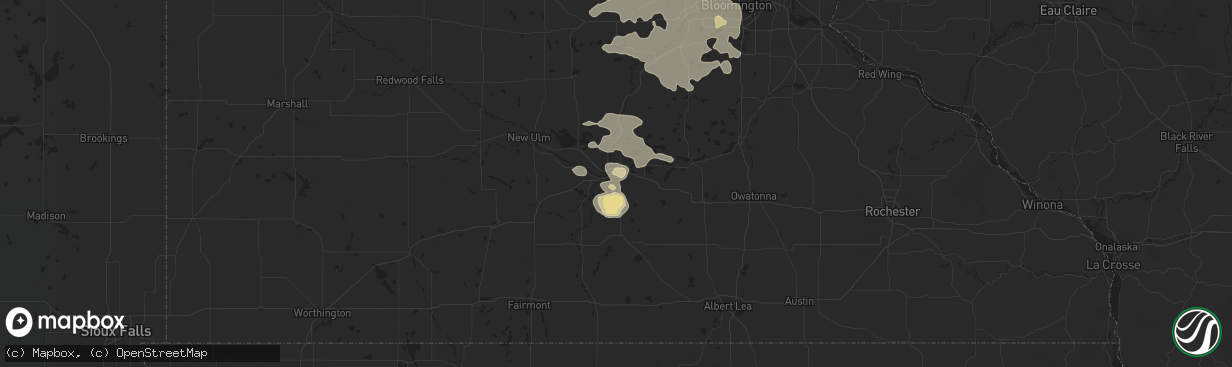 Hail map in Mankato, MN on July 15, 2019