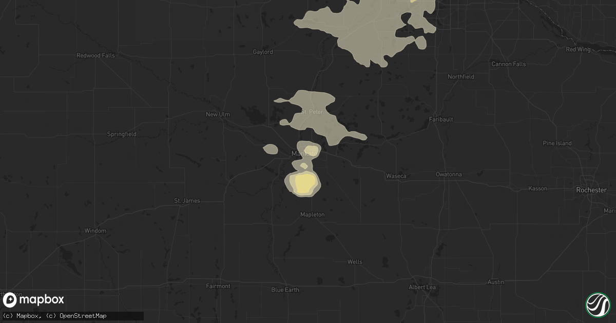Hail map in Mankato, MN on July 15, 2019