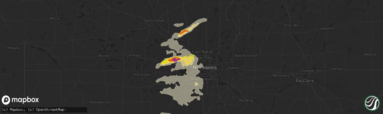 Hail map in Maple Grove, MN on July 15, 2019