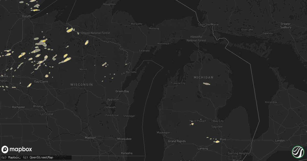 Hail map in Michigan on July 15, 2019