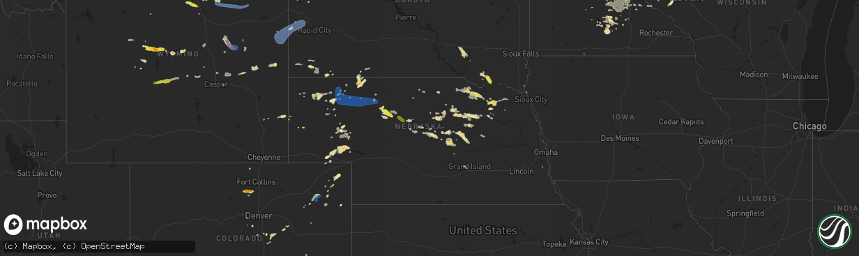 Hail map in Nebraska on July 15, 2019