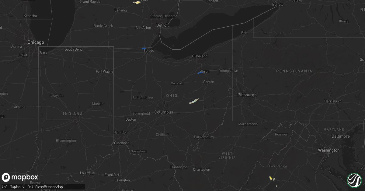 Hail map in Ohio on July 15, 2019
