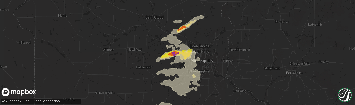 Hail map in Rockford, MN on July 15, 2019