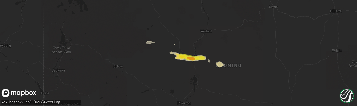 Hail map in Thermopolis, WY on July 15, 2019