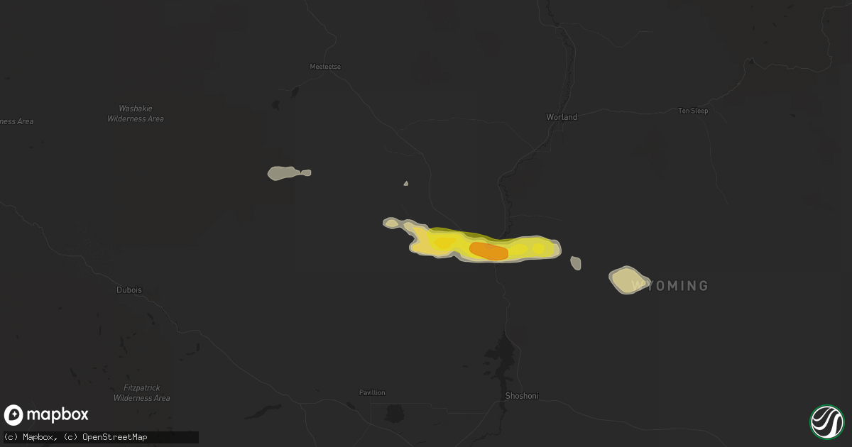 Hail map in Thermopolis, WY on July 15, 2019