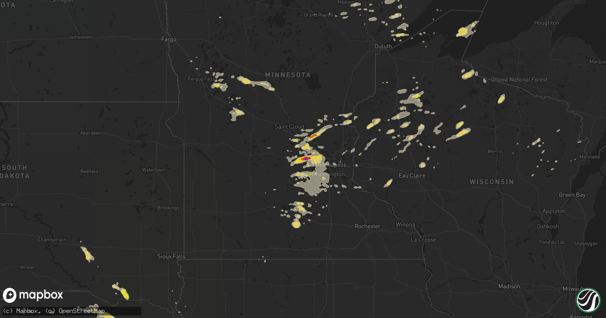 Hail map on July 15, 2019