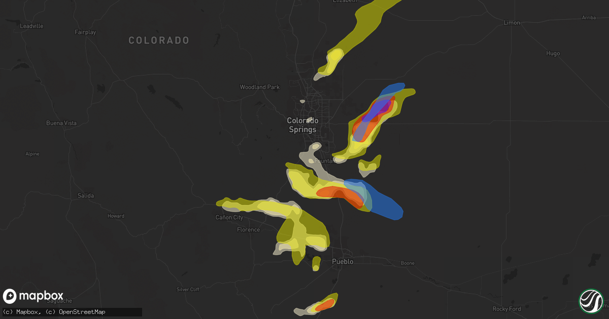 Hail map in Colorado Springs, CO on July 15, 2020
