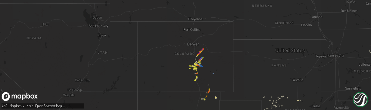 Hail map in Colorado on July 15, 2020