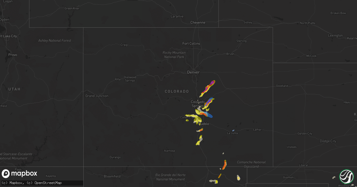 Hail map in Colorado on July 15, 2020