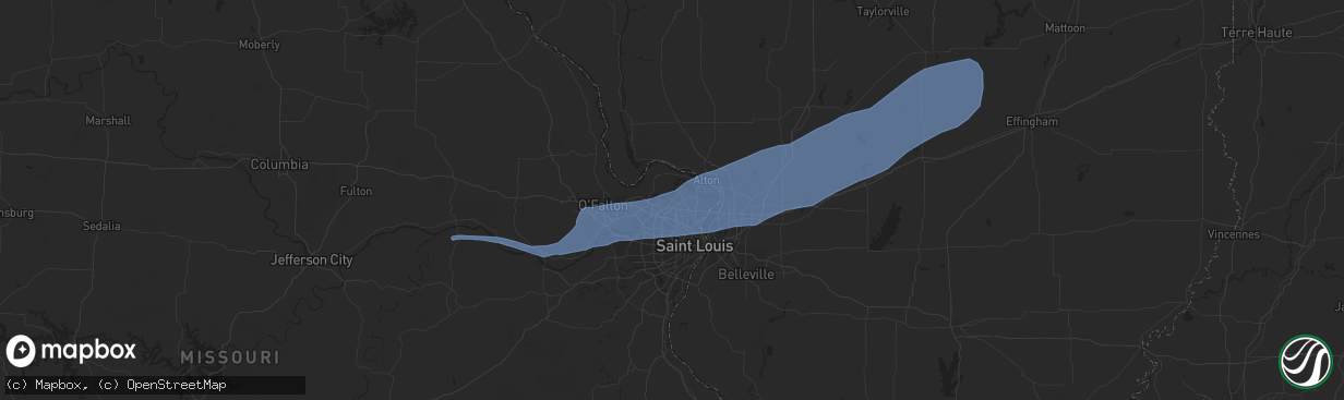 Hail map in Florissant, MO on July 15, 2020