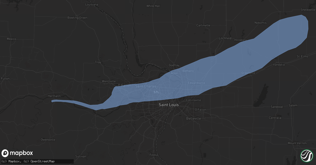 Hail map in Florissant, MO on July 15, 2020