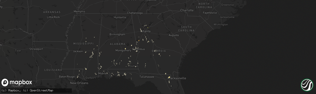 Hail map in Georgia on July 15, 2020