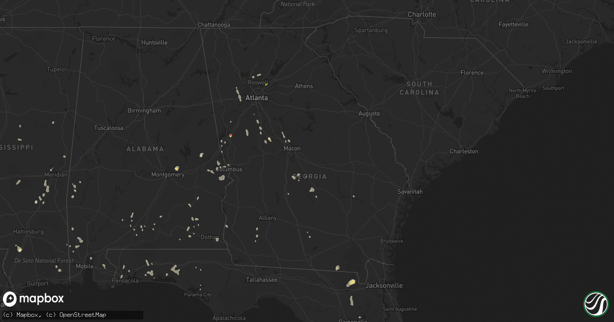 Hail map in Georgia on July 15, 2020