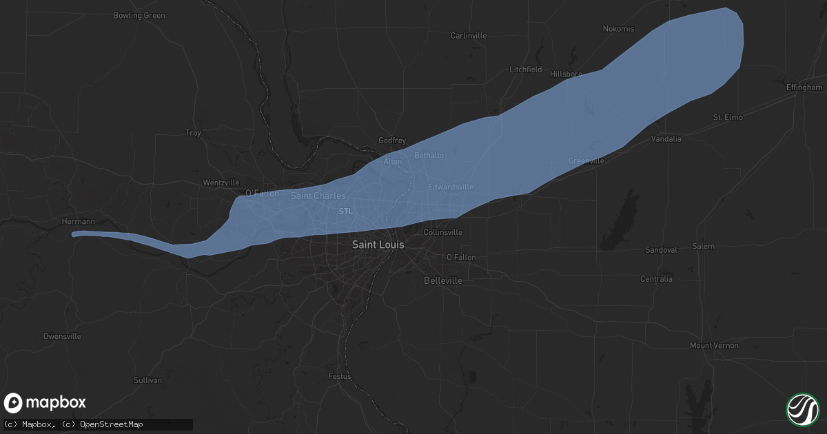 Hail map in Granite City, IL on July 15, 2020