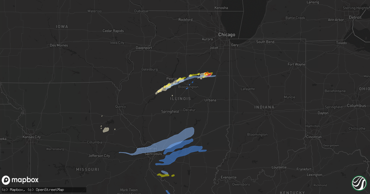 Hail map in Illinois on July 15, 2020