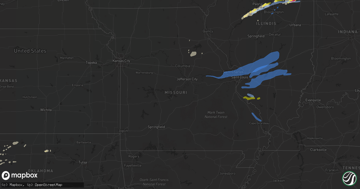 Hail map in Missouri on July 15, 2020