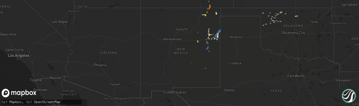 Hail map in New Mexico on July 15, 2020