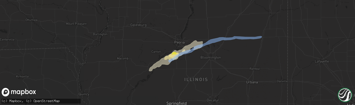 Hail map in Pekin, IL on July 15, 2020