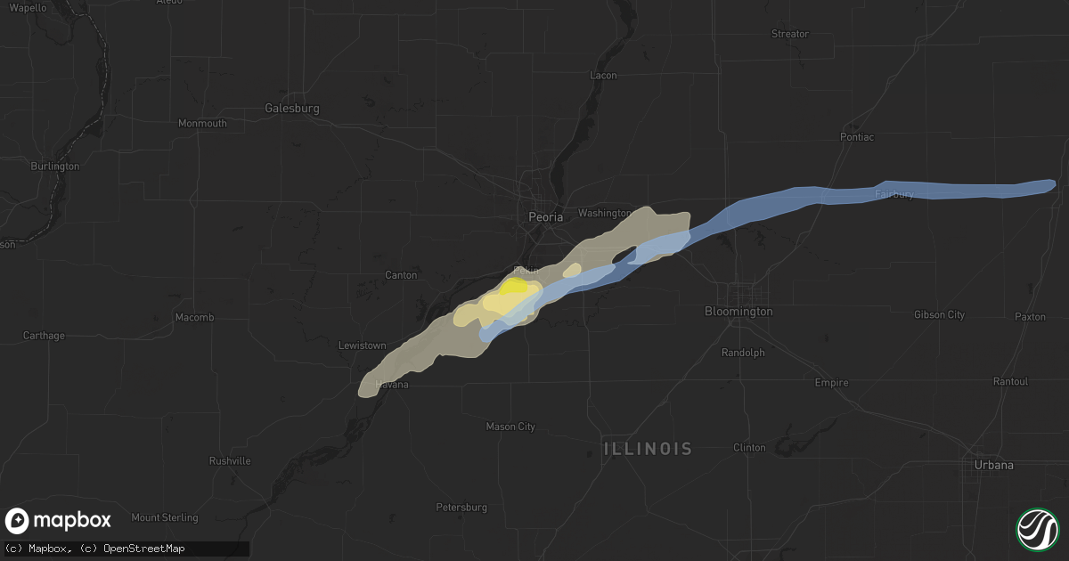 Hail map in Pekin, IL on July 15, 2020