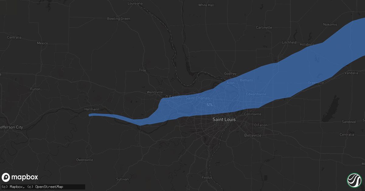 Hail map in Saint Peters, MO on July 15, 2020