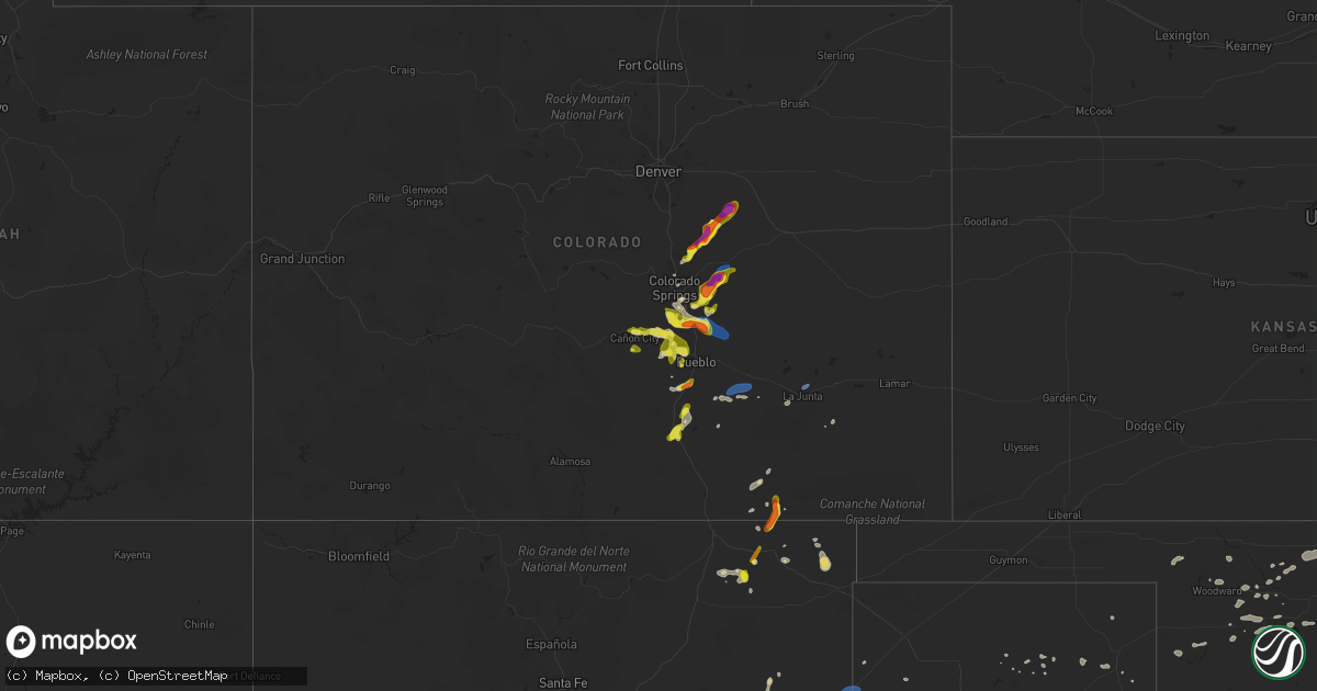 Hail map on July 15, 2020