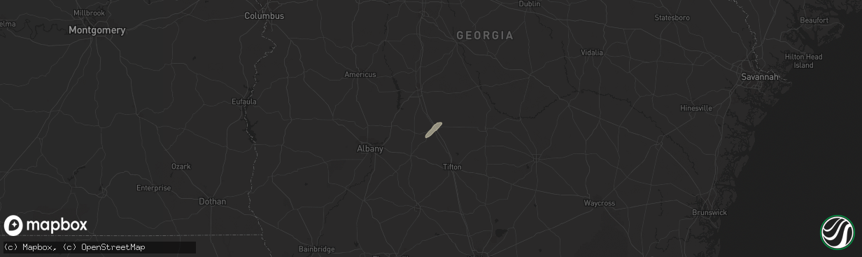 Hail map in Ashburn, GA on July 15, 2021