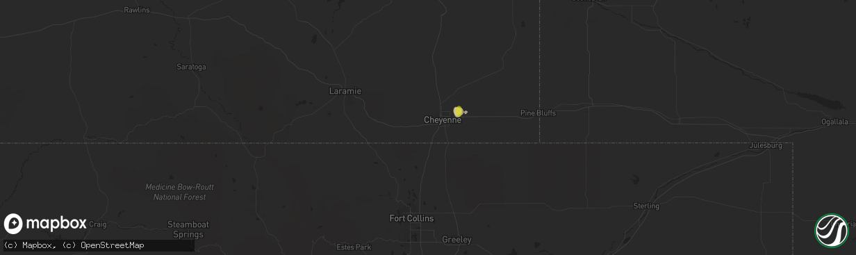 Hail map in Cheyenne, WY on July 15, 2021